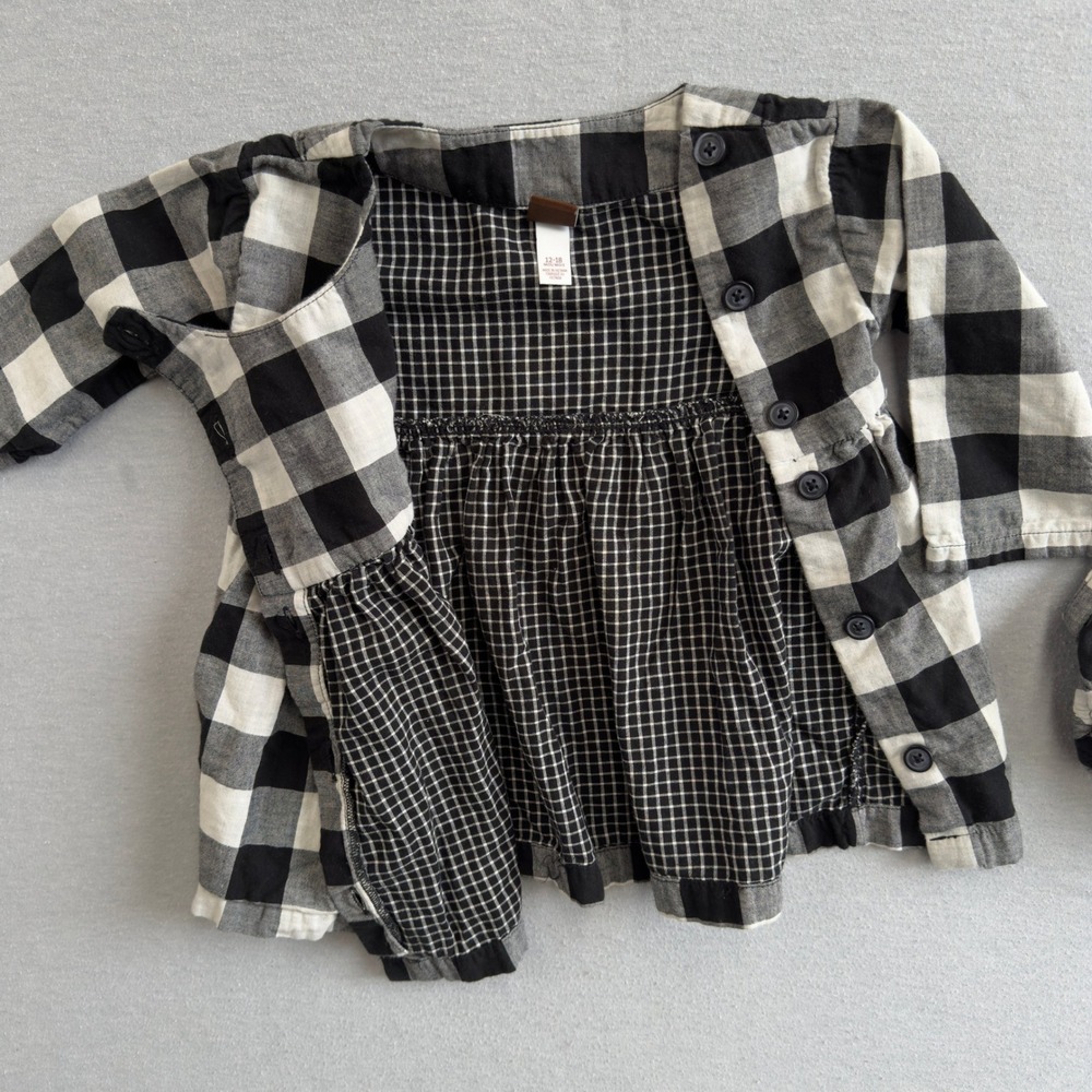 Tea Collection Plaid Flannel Dress‎ & Bloomers Set 12-18 Months Outfit - Picture 5 of 13